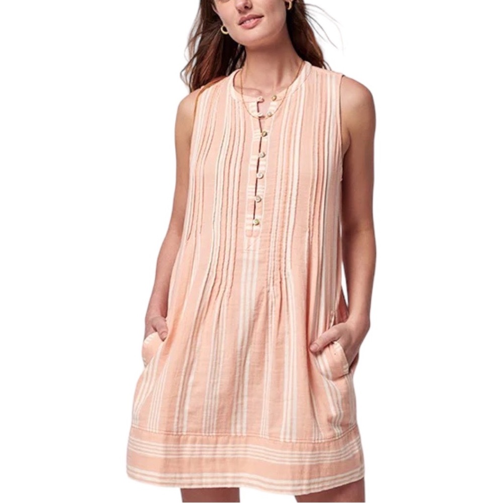NWT Faherty Isha Dress Sepia in neutral stripe size Medium